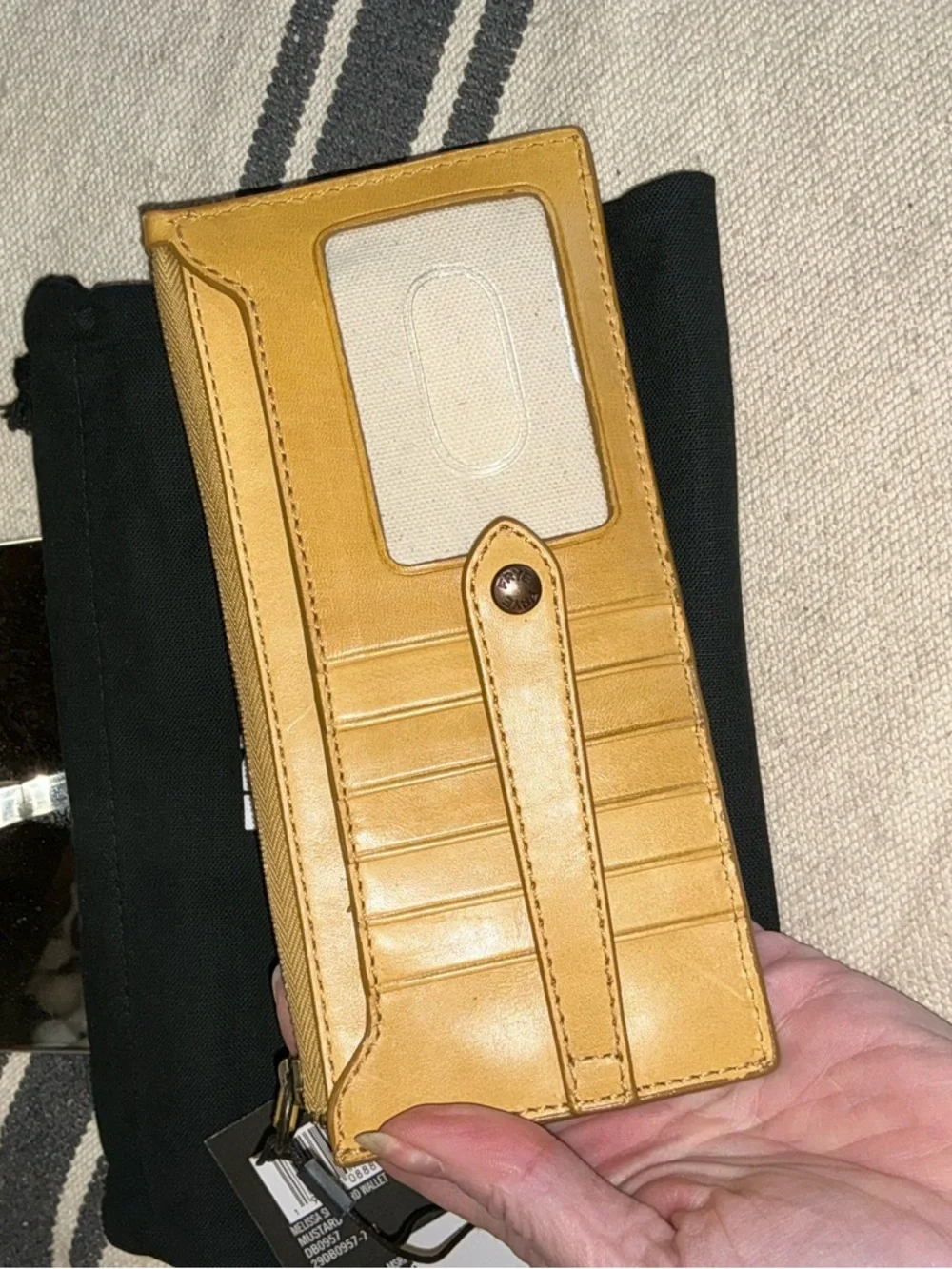 NWT Frye Melissa Leather Snap Card Wallet Yellow Mustard Retail $98